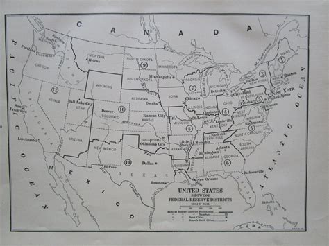 1924 Usa Federal Reserve Districts Map U By Originalantiquemaps