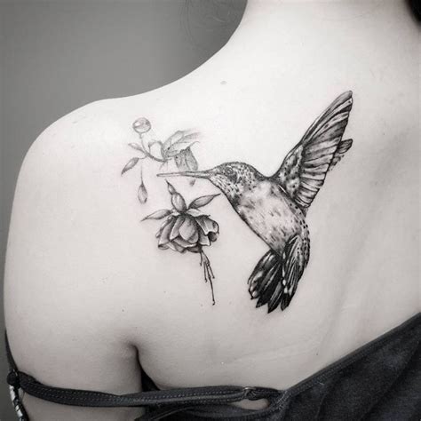 Girls Linear Dotwork Hummingbird Tattoo By Thomassidneyart At Soular