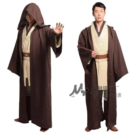 Star Wars Mens Deluxe 11 Hooded Jedi Robe Obi Wan Costume With Shoes