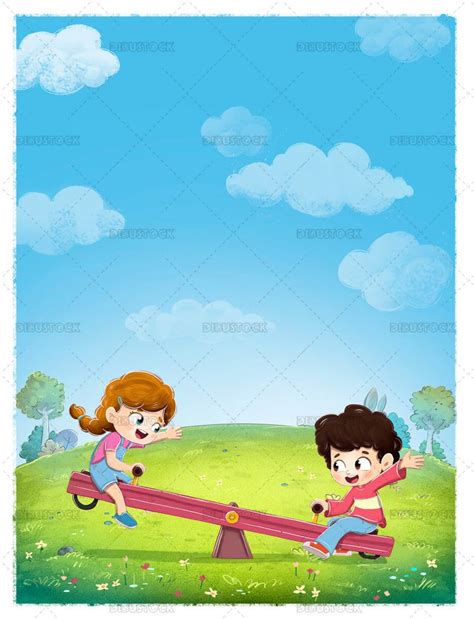 Children Playing On A Seesaw In The Park Illustrations From Dibustock