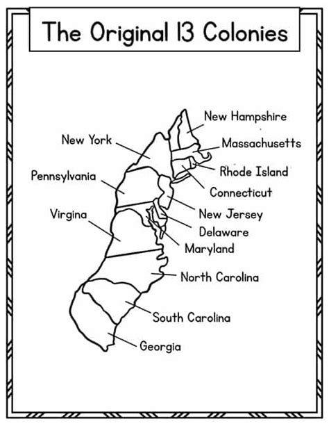 13 Colonies Map Worksheet Worksheets For Kindergarten