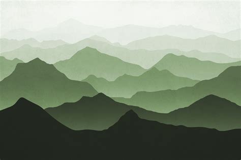 Green Mountains Ii Wallpaper Happywall Mountain Paintings Mountain