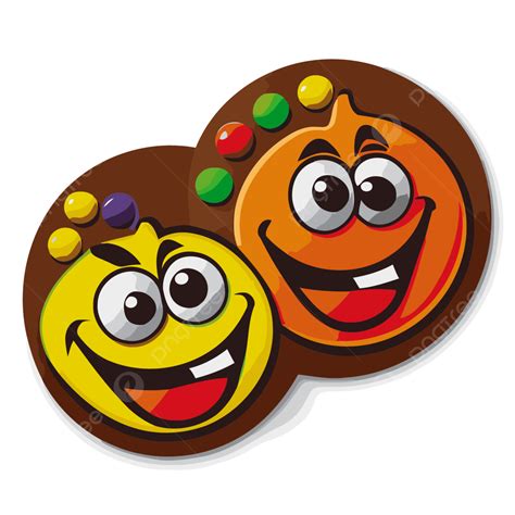 Two Orange Candy Faces With A Variety Of Sugars Clipart Vector Reeses