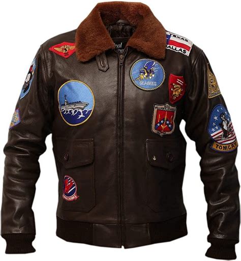 Top Gun Air Force A2 Flight Aviator Brown Leather Bomber Jacket