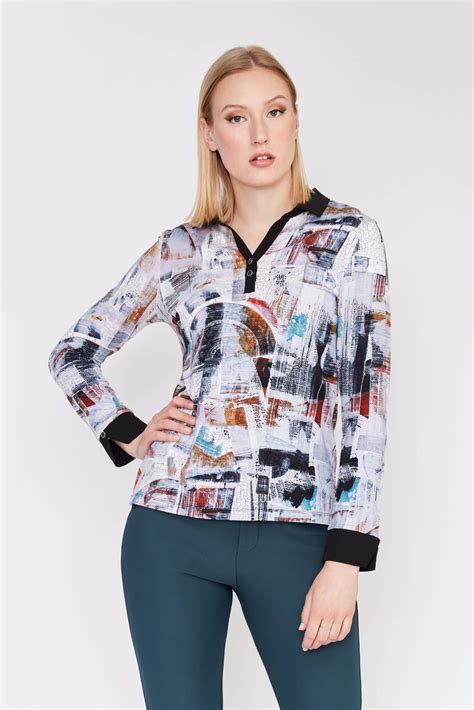 Abstract Motif Polo Top Style 73631 1ère Avenue