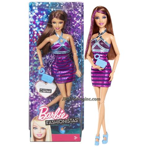 barbie fashionistas 12 doll teresa y7489 with purple neck strap party dress with blue