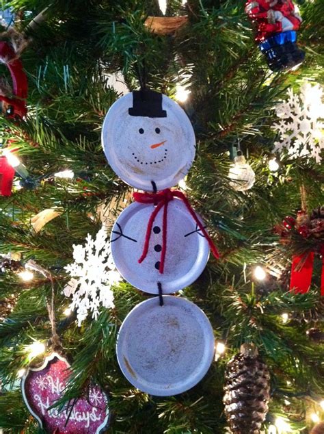 Mason Jar Lid Snowman Christmas Crafts Christmas Ornaments Holiday