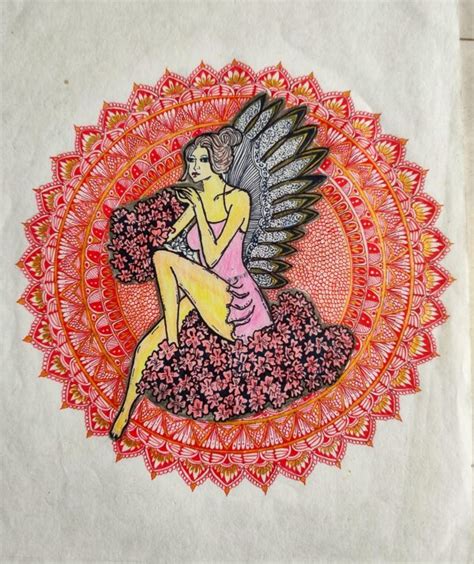 Angel Mandala Mandala Art 21cms X 30cms International Indian Folk
