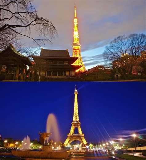 The Eiffel Tower And Tokyo Tower Falling In Love With The Original