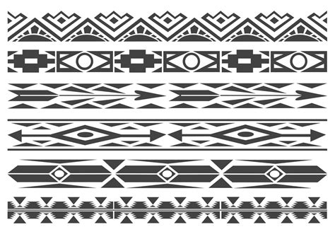 Free Monochrome Native American Pattern Vector Borders Native
