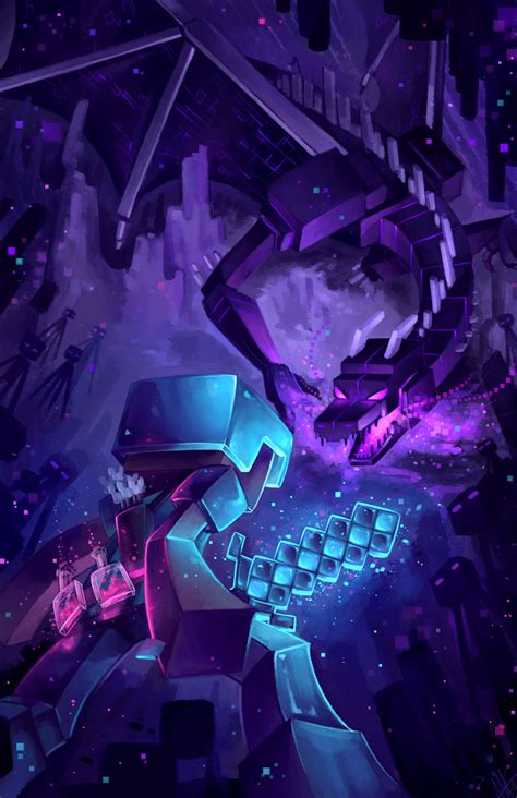 Epic Minecraft The End Minecraft Wallpaper Minecraft Drawings