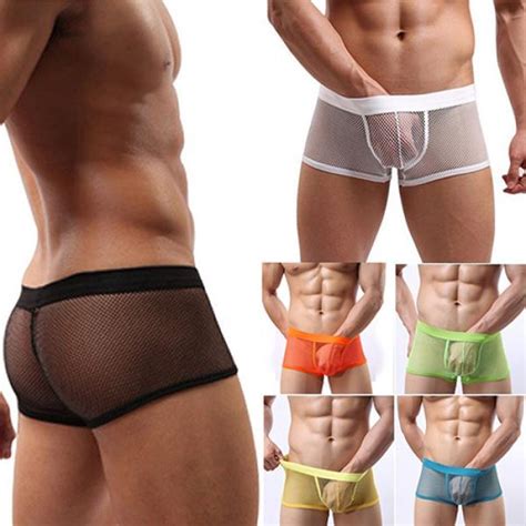 Buy Mens Fashion Sexy See Through Mesh Boxers Shorts Briefs Underpants
