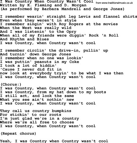 I Was Country When Country Wasn T Cool By George Jones Counrty Song Lyrics