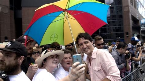 Justin Trudeau Joins Canada Gay Pride March Bbc News