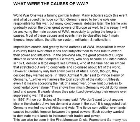 Explain The Causes Of World War One Gcse History Marked By