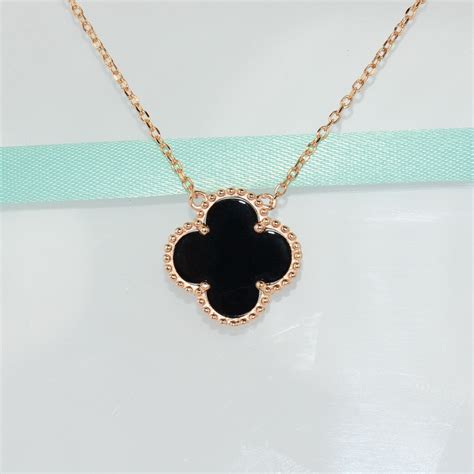 Lucky Clover Four Leaf Black Onyx Necklace In Rose Gold Black Onyx Necklace Onyx Necklace