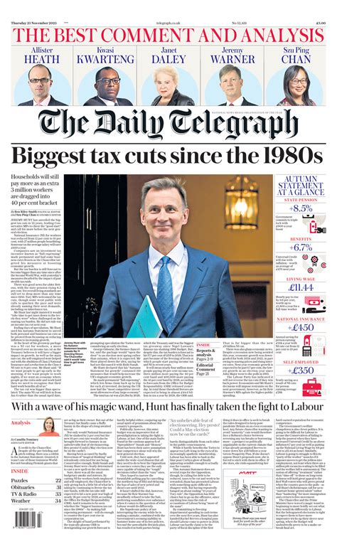 Daily Telegraph Front Page Rd Of November Tomorrow S Papers Today