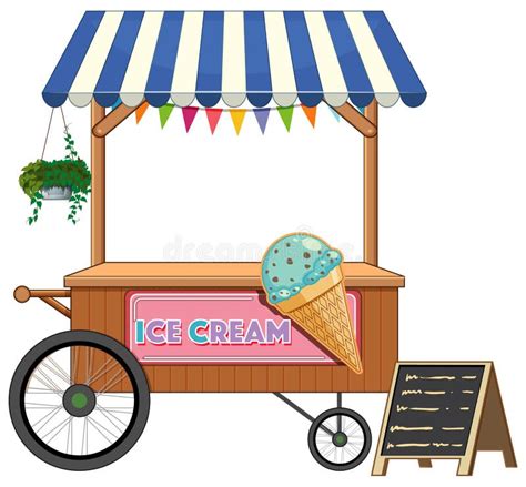 Ice Cream Cart Shop Cartoon Style Isolated Stock Vector Illustration Of Artistic Detail