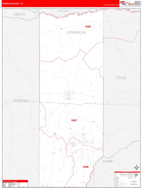 Franklin County Tx 5 Digit Zip Code Maps Red Line