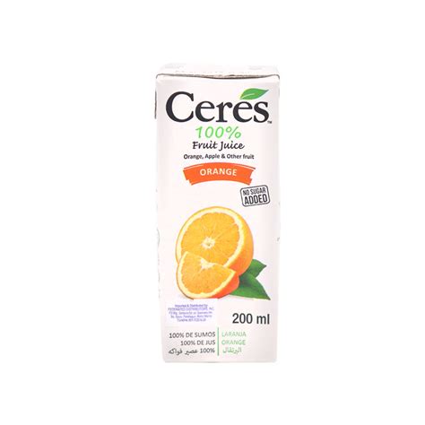 Ceres Fruit Juice Orange 200ml Federated Distributors Inc