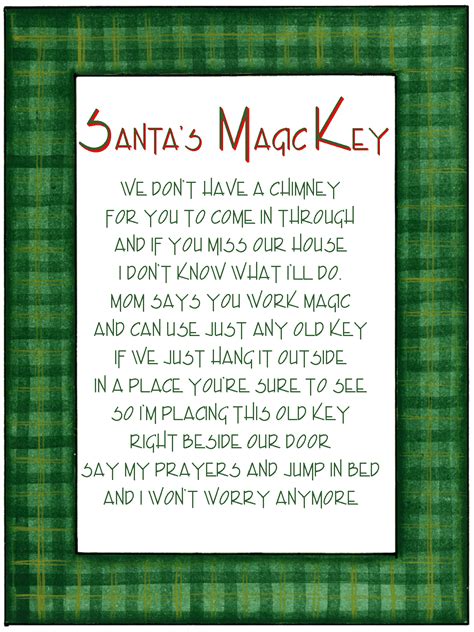 Santa Key Poem Free Printable