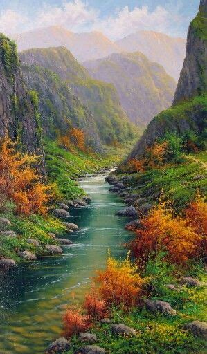 4621 Best Paintings Mountains And Streams Images On Pinterest