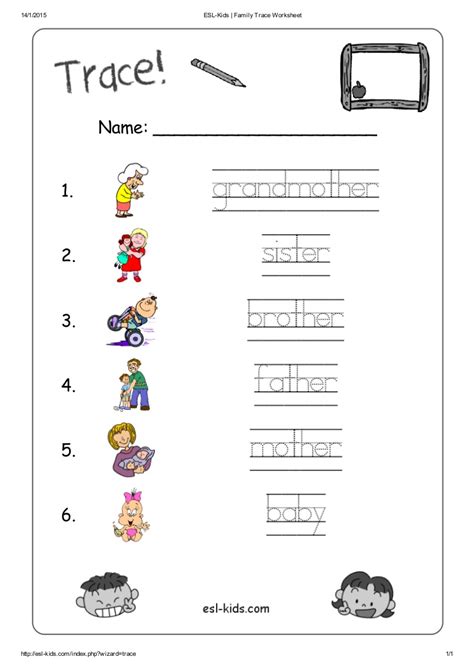 Are you looking for some interesting fun classroom activities to make your learning session interesting and engaging? Esl kids family trace worksheet