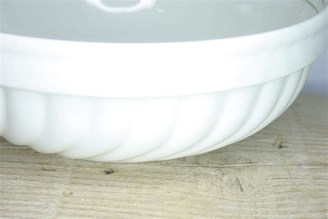 Vintage White Glaze Ceramic Salad Serving Bowl Shabby Etsy