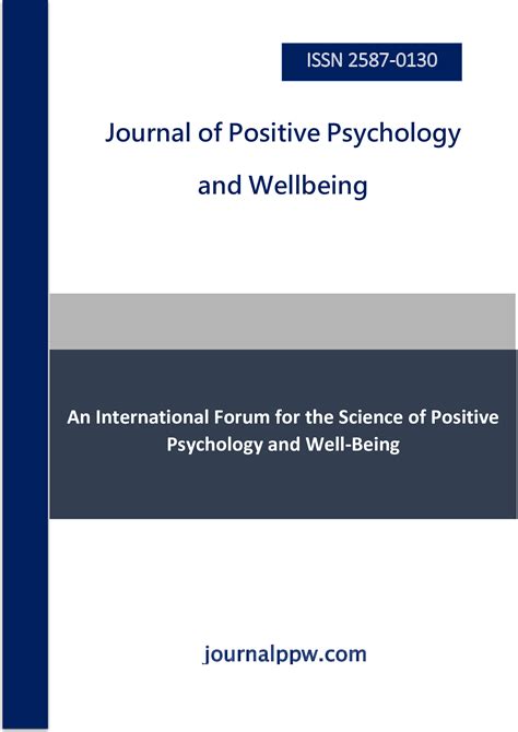 Journal Of Positive Psychology And Wellbeing