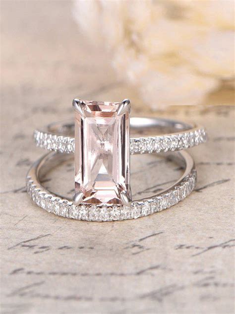 White gold rings are not recommended for morganite engagement or wedding rings as the rhodium plate will eventually wear off and the rhodium plating process can be hard on morganite. JeenJewels - 1.50 Carat Peach Pink Morganite (emerald cut ...