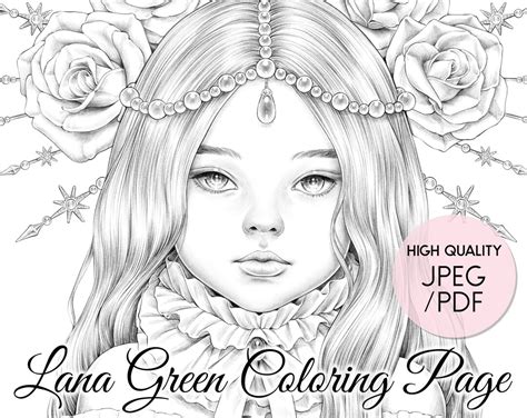 saint rose coloring page for adults grayscale coloring page instant download lana green art jpeg