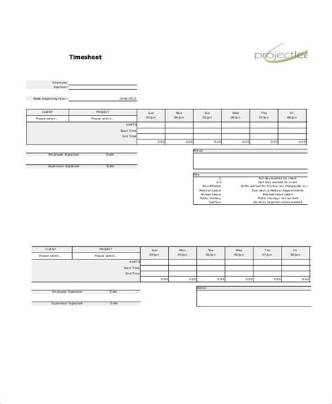 12 Printable Timesheet Templates Pages Word Docs Free And Premium