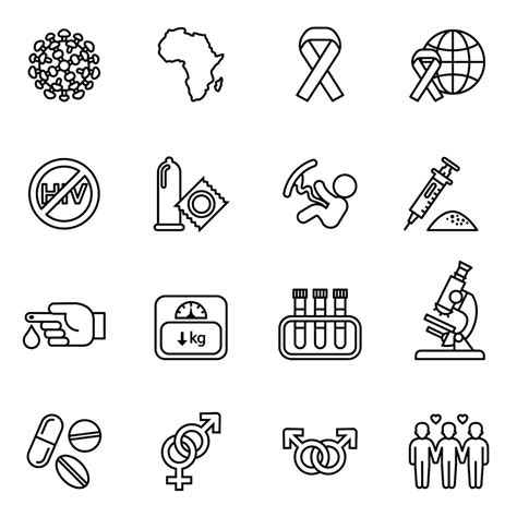 Premium Vector Medical Hiv Aids Icons Set World Aids Day Concept
