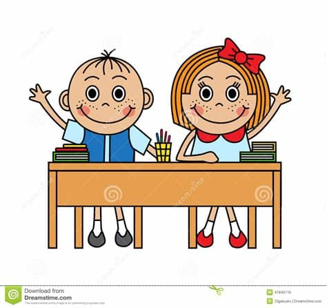 Jüngere kinder nutzen das bett zudem oft zum spielen und toben mit freunden, was bei der auswahl berücksichtigt werden sollte. Karikaturkinder, Die In Der Schule Schreibtisch Sitzen ...
