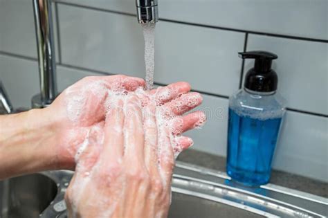 Washing Hands With Soap And Hot Water Stock Image Image Of Cleaning