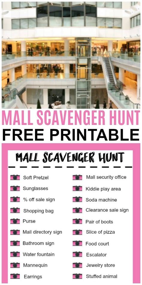 Mall Scavenger Hunt Printable
