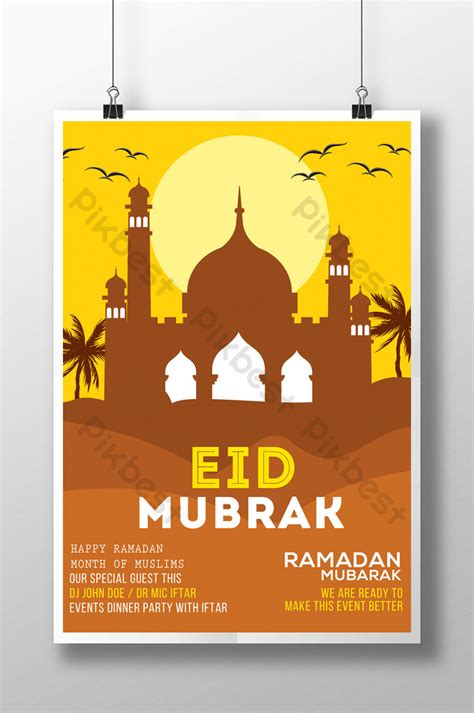 Arabian Style Ramadan Flyer Template With Mosque Silhouette Psd Free