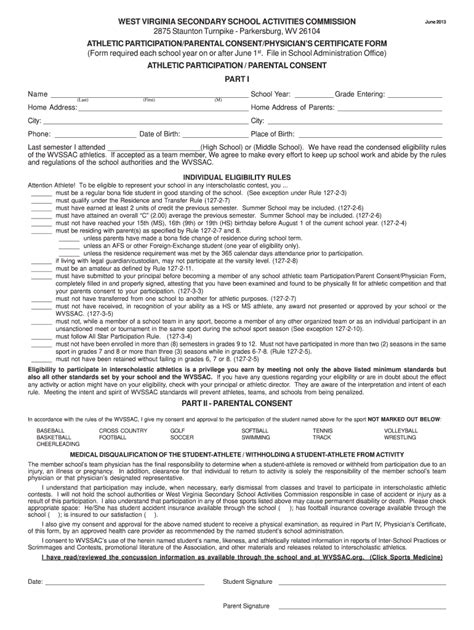 Wv Sports Physical Form 2023 Fill Out And Sign Online Dochub