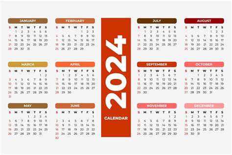 Modèle De Calendrier 2024 Vecteur Modifiable 12717839 Art Vectoriel