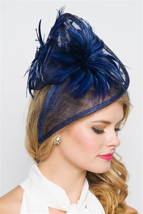 Navy Blue Twist Mesh Fascinator Victoria Navy Etsy Hat Hairstyles