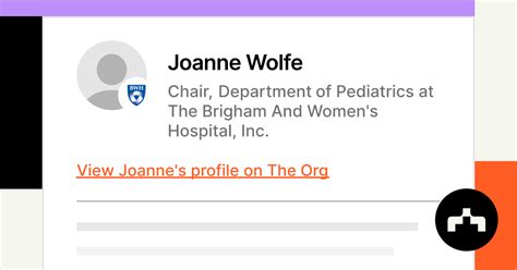 Joanne Wolfe Chair Department Of Pediatrics At The Brigham And Women