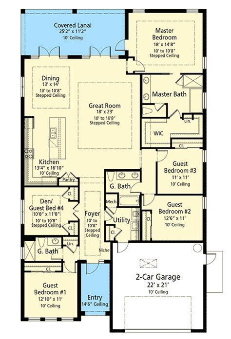 In less than 100m2 property area with required setbacks and parking regulation, this tall and skinny house creates 'vertical living' with different floor zonings. One Story House Plan with 4 or 5 Bedrooms - 33172ZR ...
