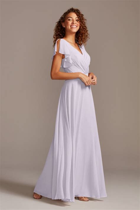 Flutter Sleeve Full Skirt Tall Bridesmaid Dress Style 4xlf20065