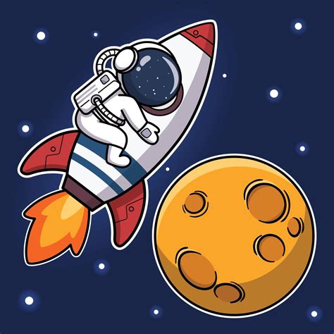 Cute Astronaut Hugging Rocket To The Moon 3158255 Vector Art At Vecteezy