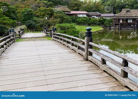 Japanese Garden With Wooden Bridge Stock Photo Image Of Ancient