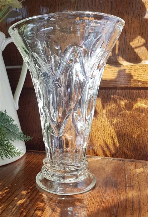 Vintage Clear Glass Vase 1700s Etsy