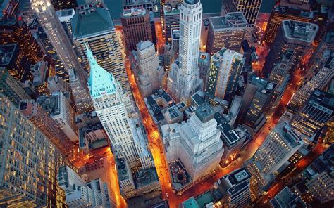 New York Manhattan Etats Unis Nuit Lumières Gratte Ciel Fonds D