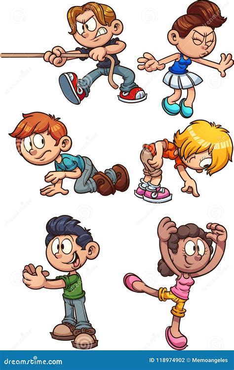 crianças dos desenhos animados que executam ações diferentes ilustração do vetor ilustração de