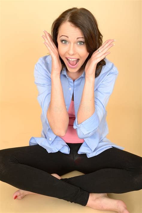 Happy Young Woman Screaming Yelling With Deiight Stock Image Image Of