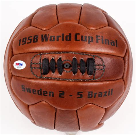 Pele Signed 1958 World Cup Final Throwback Soccer Ball Psa Coa